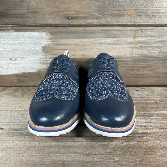 Stacy Adams Locke Wingtip Navy Blue Oxfords - Picture 2 of 9